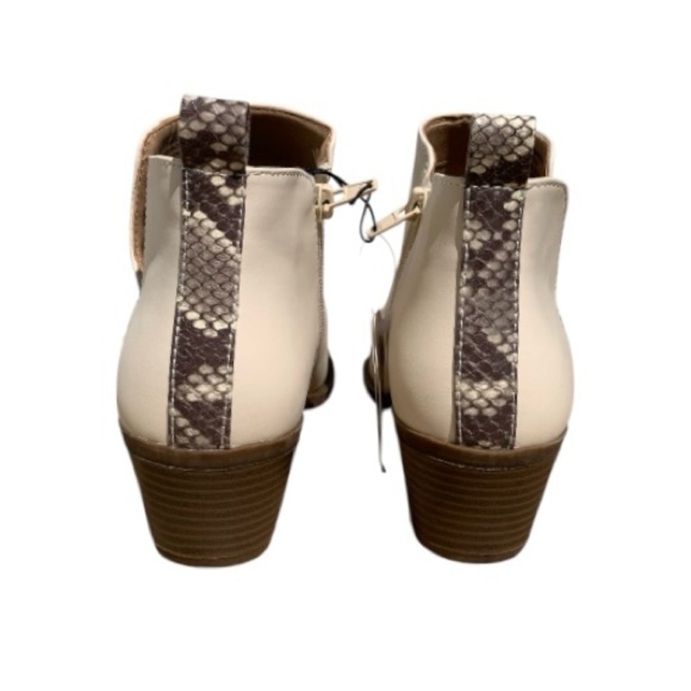 BOHO Sexy Faux Snakeskin Trim Side Zip 1 7/8” Cuban Heel Booties Cowboy Boots - Picture 5 of 6